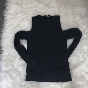 Never Worn! Zara Black Ribbed Cold Shoulder Top